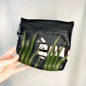 Vintage Carlos Falchi Black Leather Textured Zebra Clutch/Pouch